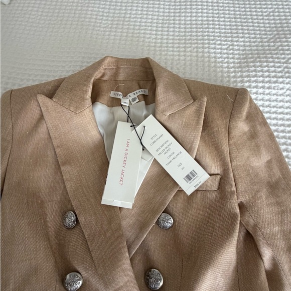 Veronica Beard Jackets & Blazers - Veronica Beard Beige-Tan Double-Breasted Linen-Blend BlazerNWT